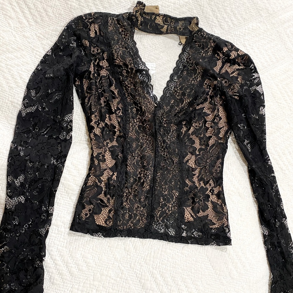 ***SOLD***Black Bebe lace top